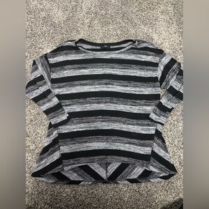 Striped Black and Gray Long Sleeve Top